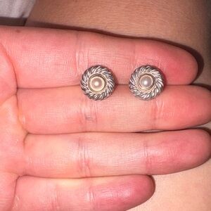 David YURMAN Sterling Silver & 14K Gold & Pearl Stud Earrings